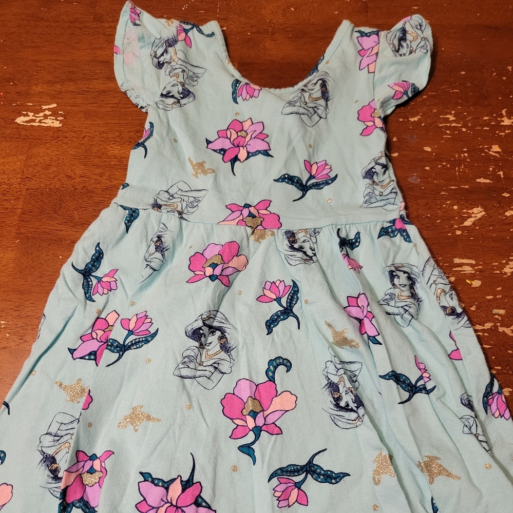 Disney Jasmine & Floral Print Kids Dress - Blue